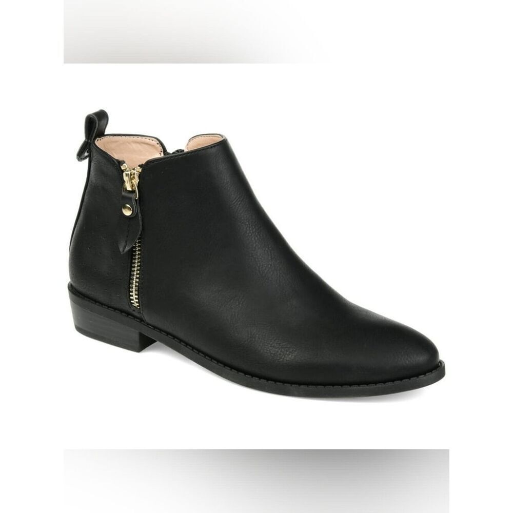 (S-4783) Journee Womens Ellis Inside Zip Stacked Heel Booties Sz 12